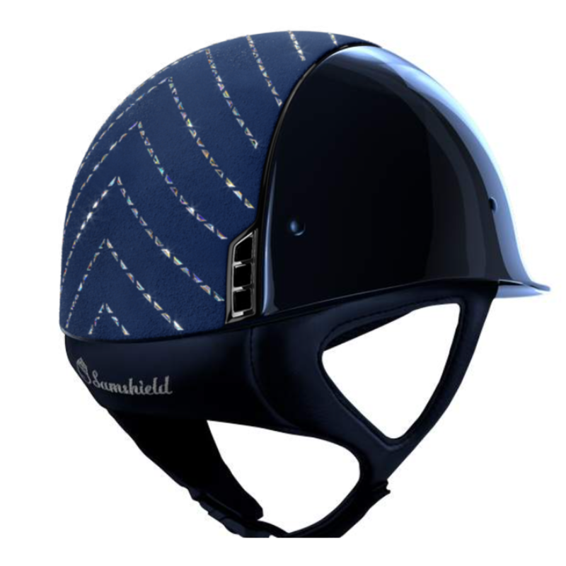 Samshield Shadow Glossy Helmet  with Holographic Chevron Top Navy-3